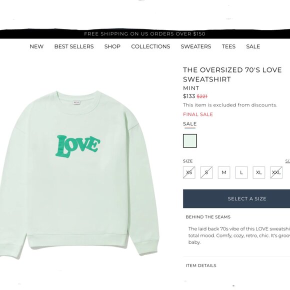 Brand New Women's KULE Oversized 70's Love Sweatshirt - Picture 8 of 12